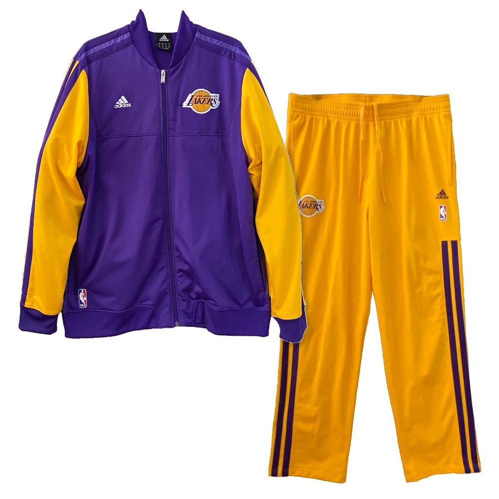 2012 NBA LA Lakers Gold & Purple ADIDAS Warmup Suit - Size XL Jacket & Pants - Picture 1 of 6